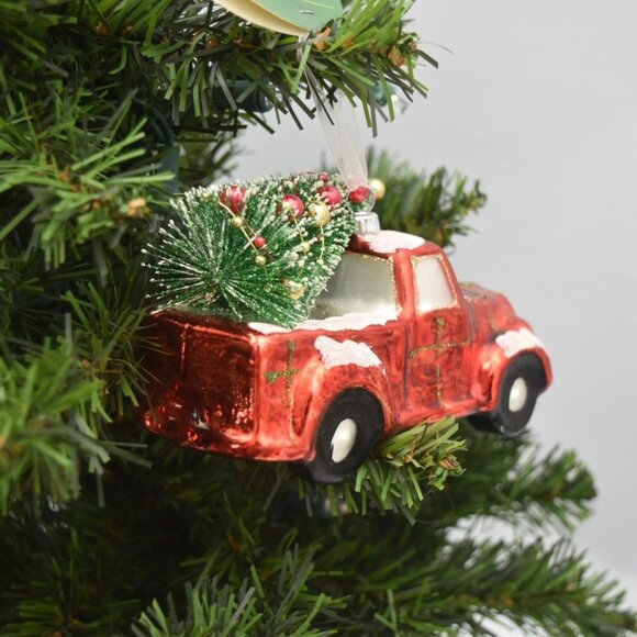 Red Truck Christmas Tree Glass Ornament By Cozy Christmas - Picture 5 of 5